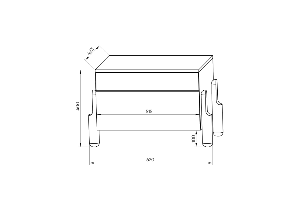 Тумба прикроватная Basic 2 ящика ширина 60 см (дымка)