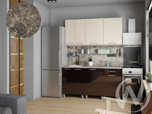 Кухня Нора 1.6м (корпус белый/ваниль; горький шоколад) 38мм королевский опал