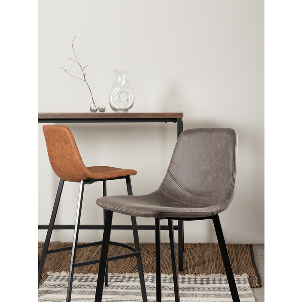 Стул барный hugh, экокожа, серо-коричневый