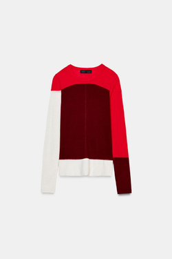 ZARA СВИТЕР ИЗ ТОНКОЙ СМЕСОВОЙ ШЕРСТИ, РАЗНОЦВЕТНЫЙ