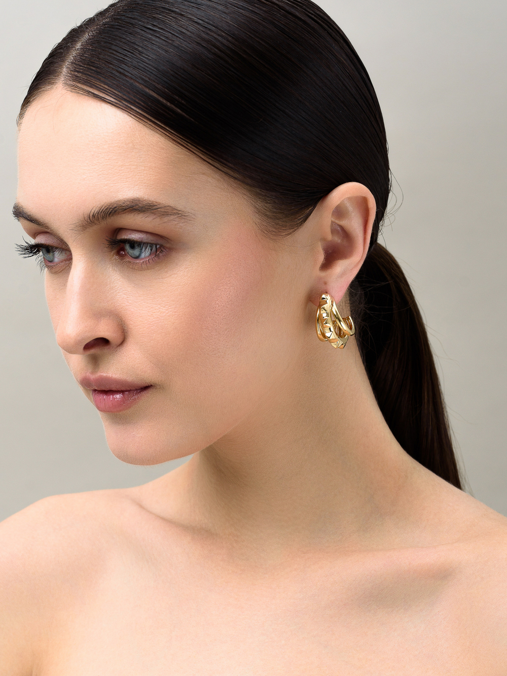 Серьги "Triple thorns" Gold