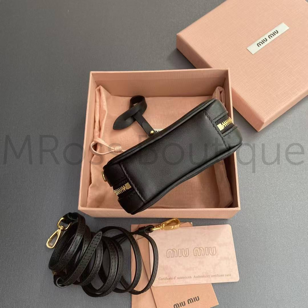 Женская кожаная мини-сумка Miu Miu Micro черная