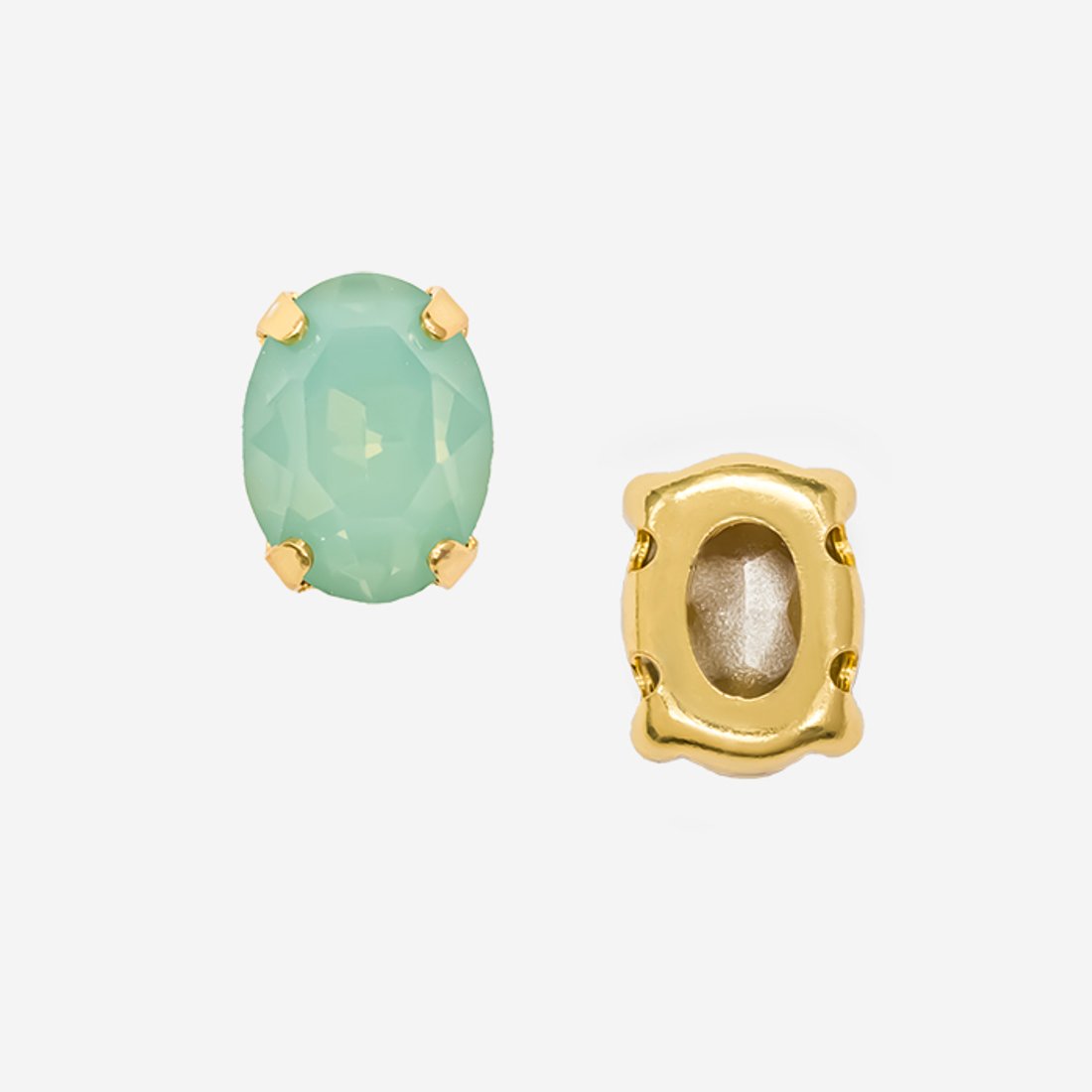 Овал (Oval Fancy Stone) в цапах, оттенок "Pacific Opal", 8*6мм, позолота