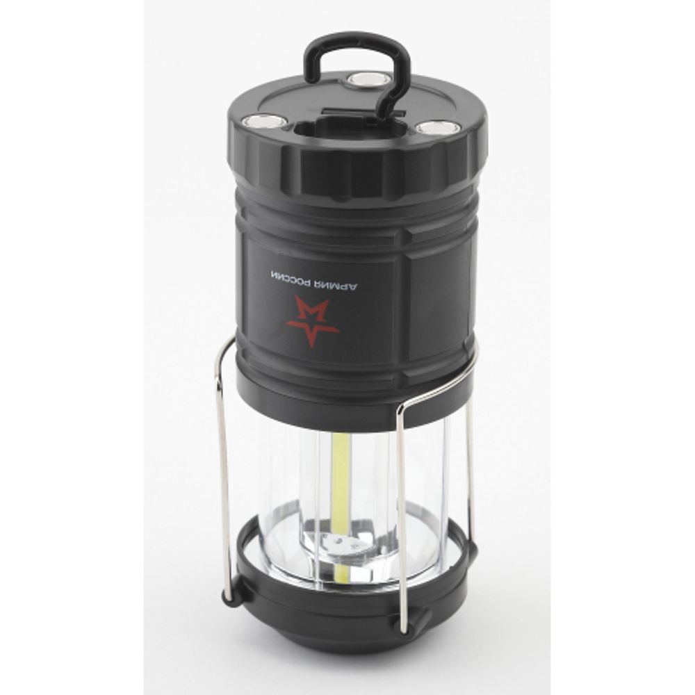 Фонарь кемпинговый светодиодный АРМИЯ РОССИИ KB-502 на батарейках складной мощный светильник с магнитом и крючком черный