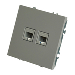 Розетка компьютерная 2-местная RJ-45 (механизм), STEKKER, серия Эмили, RST00-5111-10, платиново-серый, soft touch 49952