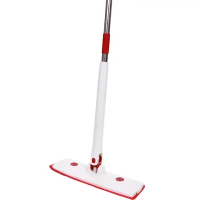 Швабра с отжимом, ручка 125 см. цвет белый в комплекте две насадки