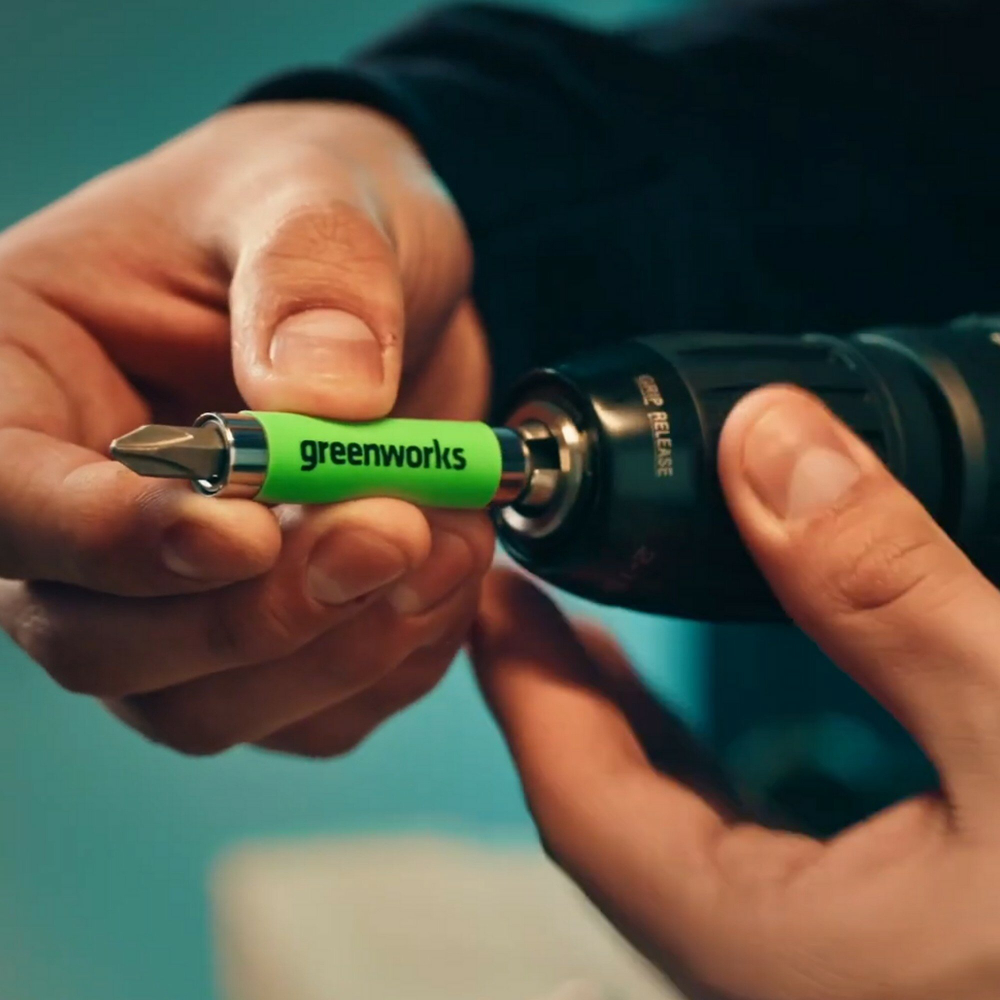 Набор бит и насадок Greenworks 2944407, хромованадиевая сталь S2, магнитный адаптер, 70 шт.