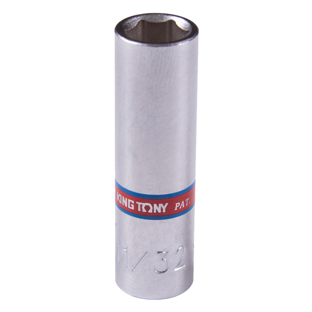 KING TONY (223511S) Головка торцевая глубокая шестигранная 1/4", дюймовая 11/32"