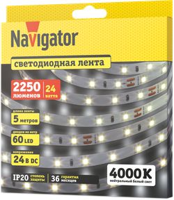 СД Лента Navigator 95 305 NLS-2835W60-4.8-IP20-24V 5м