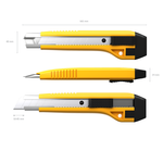 Нож канцелярский ERICH KRAUSE, 18 мм, c автоматической фиксацией лезвия, пластик. корпус, желтый, европодвес