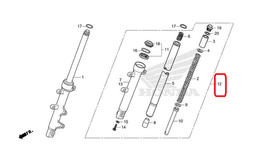 51500-KPP-T01. FORK ASSY., L. FR. (SHOWA). Front fork left Honda CBR125, CBR150 2012-UP