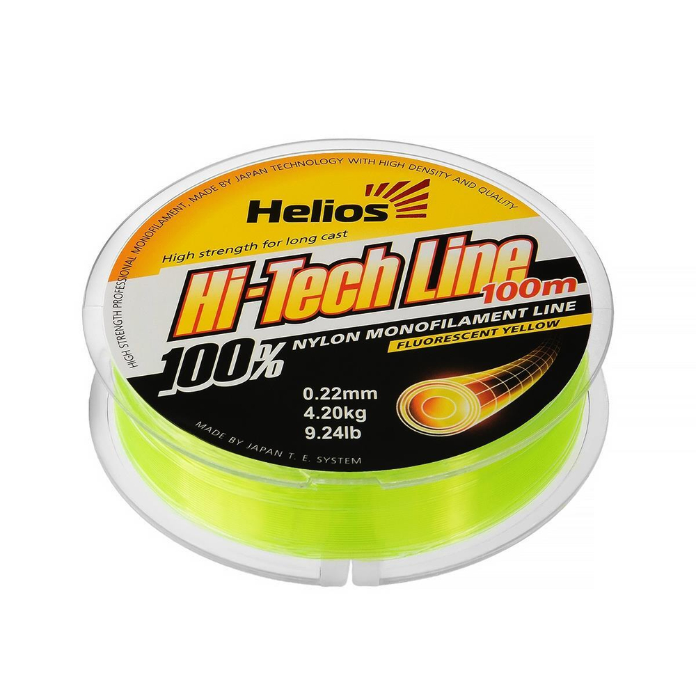 Леска Hi-tech Line Nylon Fluorescent Yellow 0,22mm/100 (HS-NBF 22/100) Helios