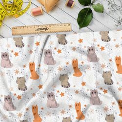 Ткань муслин коты мультяшные
