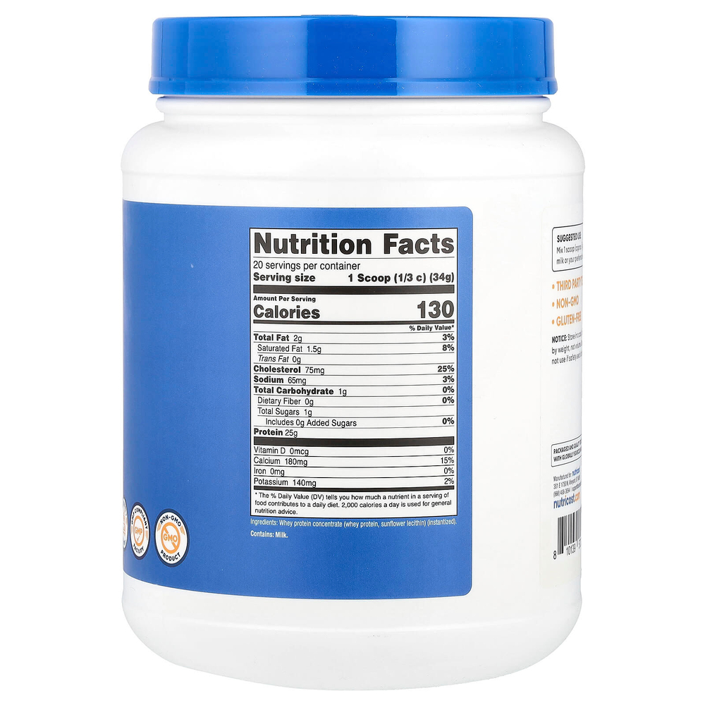 Nutricost, Концентрат сывороточного протеина, без добавок, 680 г (1,5 фунта)