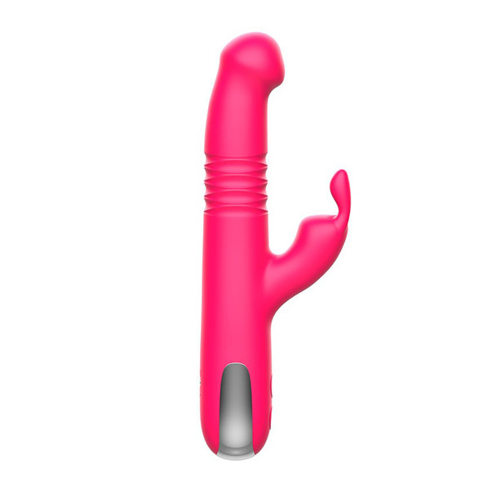 Розовый вибратор-кролик 22,4см со стимулятором клитора и возвратно-поступательными движениями I-Moon Beauty MY-206 Pink