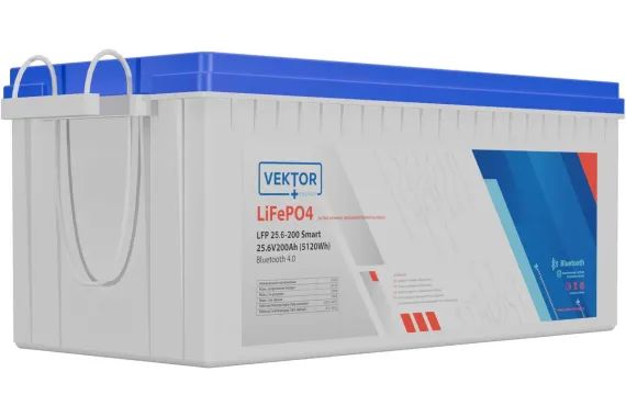 Литиевый аккумулятор VEKTOR BATTERY LFP 25,6-200 Smart BMS 200A (Bluetooth 4.0)