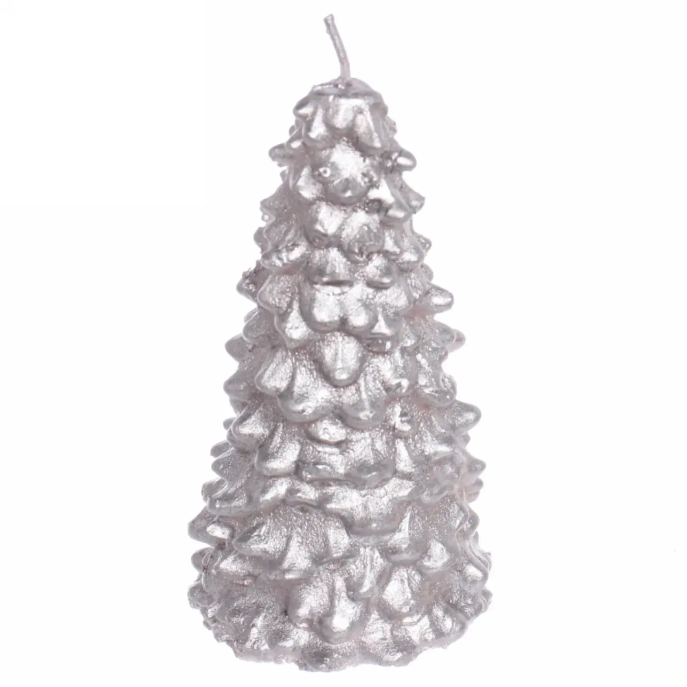 Свеча новогодняя «Сказочная ель» 5,5х10 см, серебро