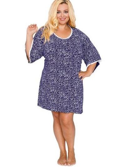 Туника с рукавом 3/4 из вискозного полотна с принтом (Размер: XL) (Цвет: темно-синий)