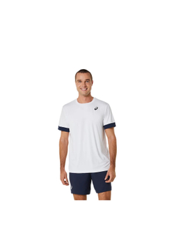 ASICS, MEN COURT SS TOP, CPS , BRILLIANT WHITE/MIDNIGHT, MEN, L