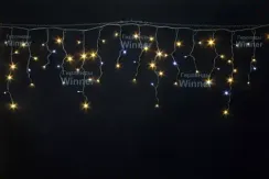 Светодиодная мерцающая бахрома 5*0.6 м., 220V, 170 теплых белых LED ламп, черный каучук, соединяемая, Winner (ww.02.7B.170+)