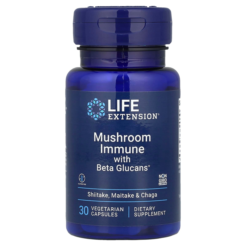Life Extension, Mushroom Immune with Beta Glucans, 30 вегетарианских капсул
