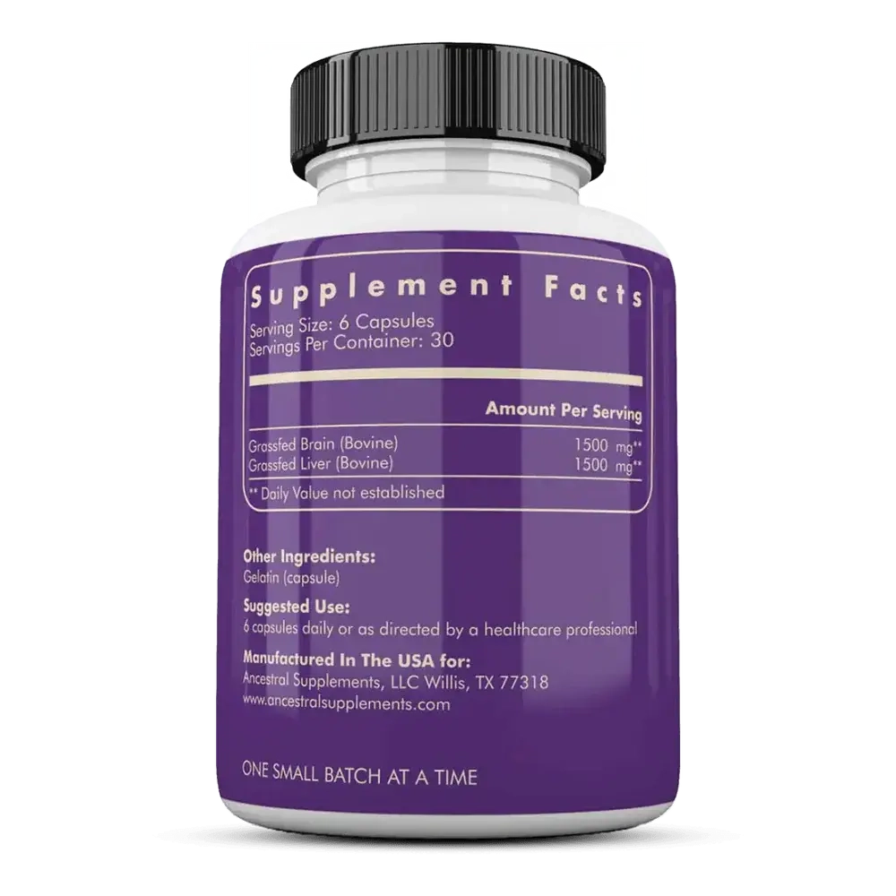 Ancestral Supplements - Grass fed Beef Brain 180 capsules 500mg