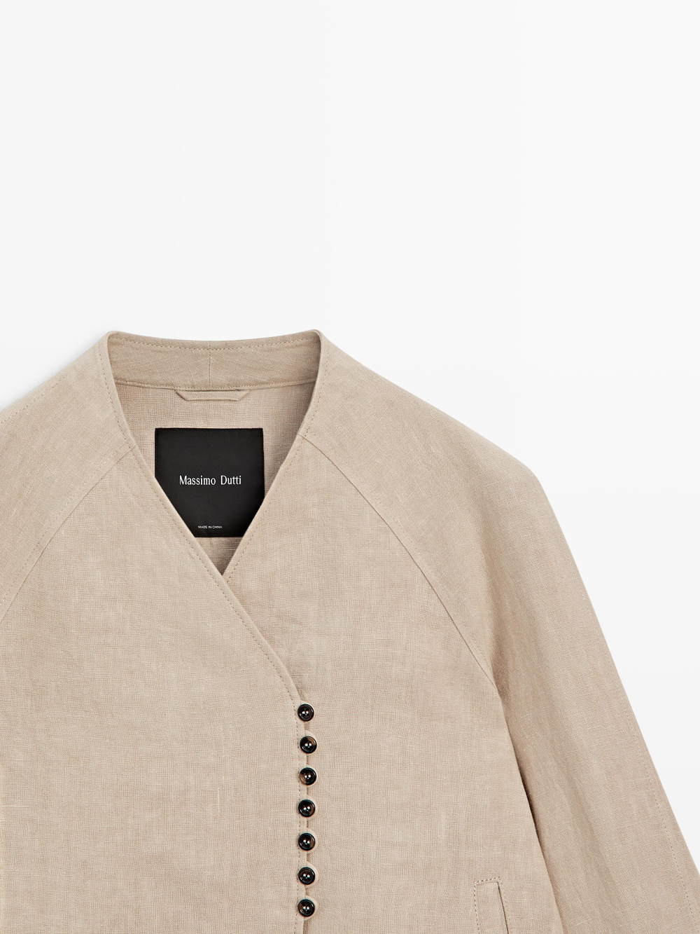 Massimo Dutti куртка из 100% льна, бежевый