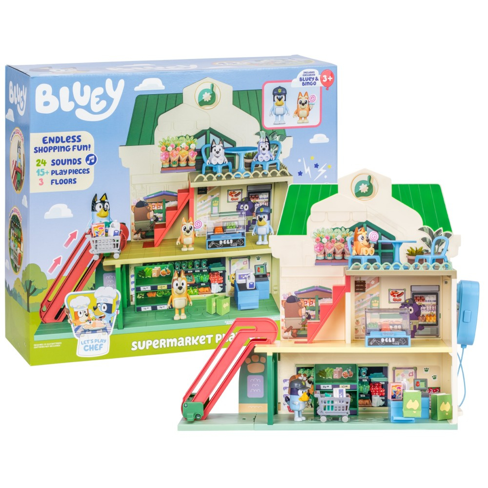 BLUEY Blue - СУПЕРМАРКЕТ щенков Звук + 2 фигурки + аксессуары BLU18918