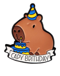 Металлический значок "Капибара Birthday"