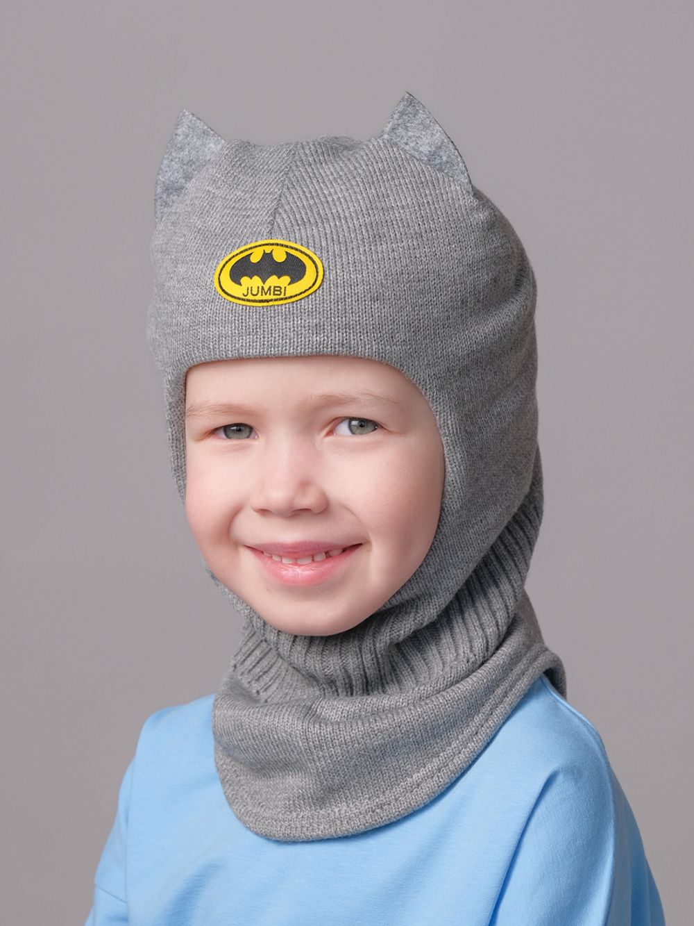 Шлем весенний/осенний вязаный (Пепельный) Бэтмен