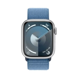 Apple Watch Series 9, 41 мм, серебристый алюминий, спортивный ремешок "ледяной синий"