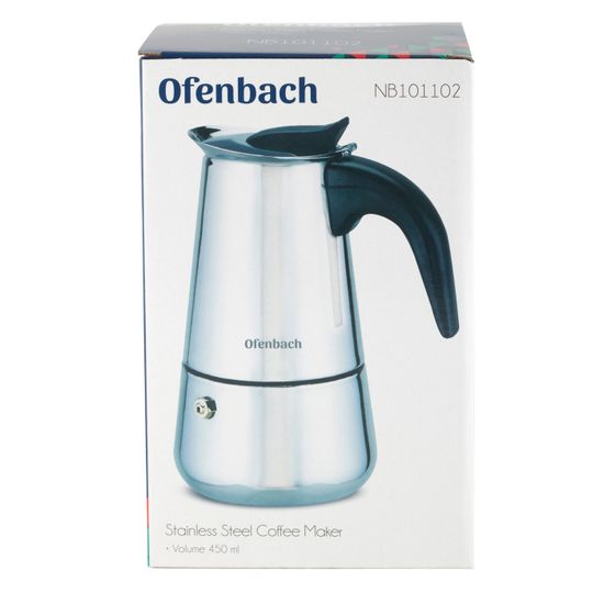 Кофеварка гейзерная 450 мл. 9 порций Ofenbach NB 101102 из нержавеющей стали