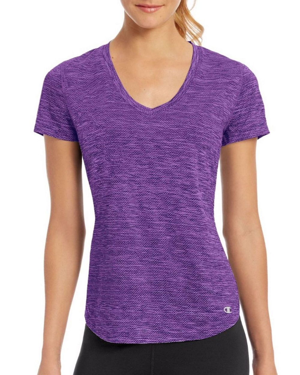 Меланжевая футболка с короткими рукавами (Размер: M) (Цвет: фиолетовый)