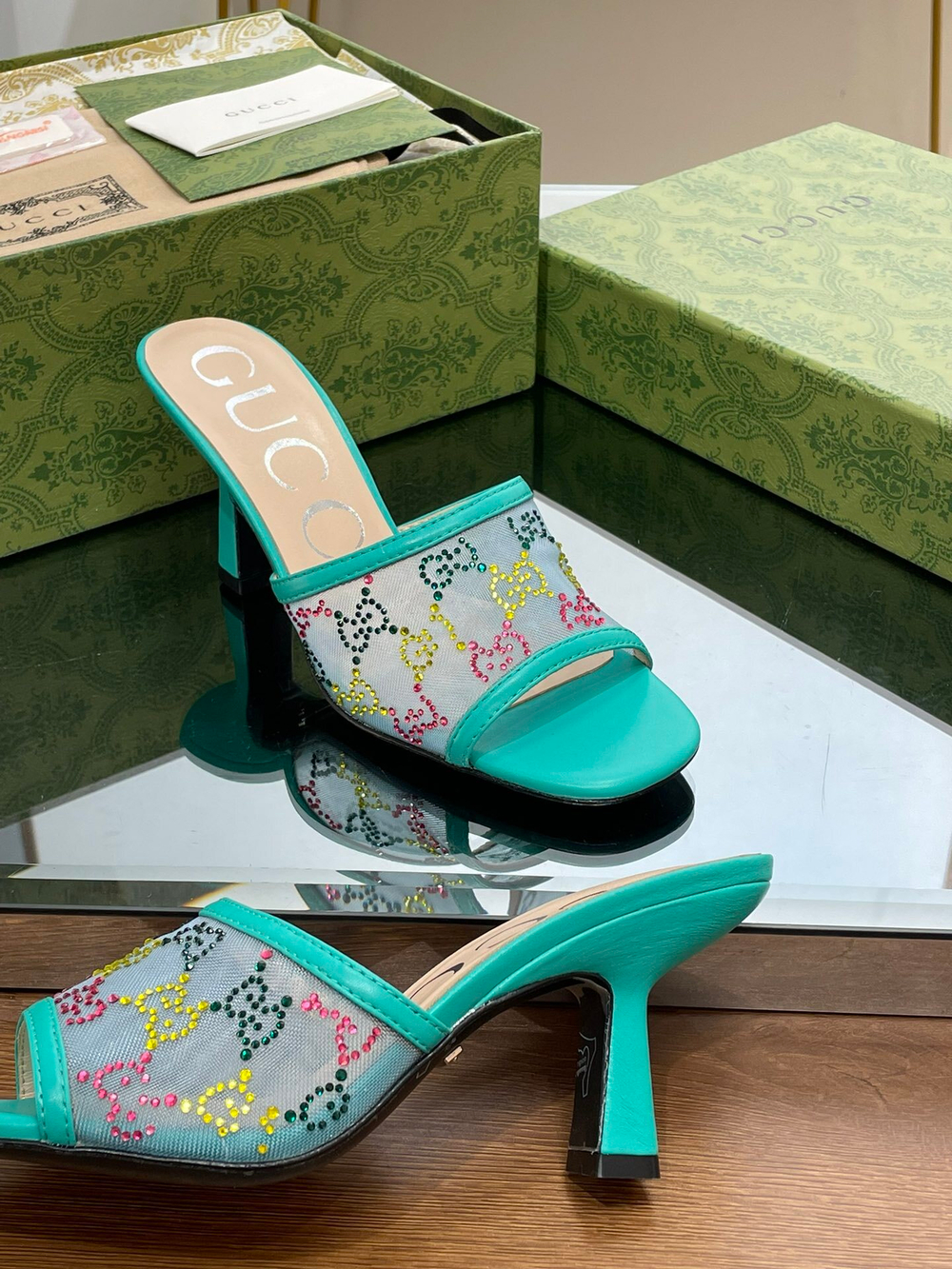 Gucci GG Mid-Heel Slide Sandal 7.5 cm