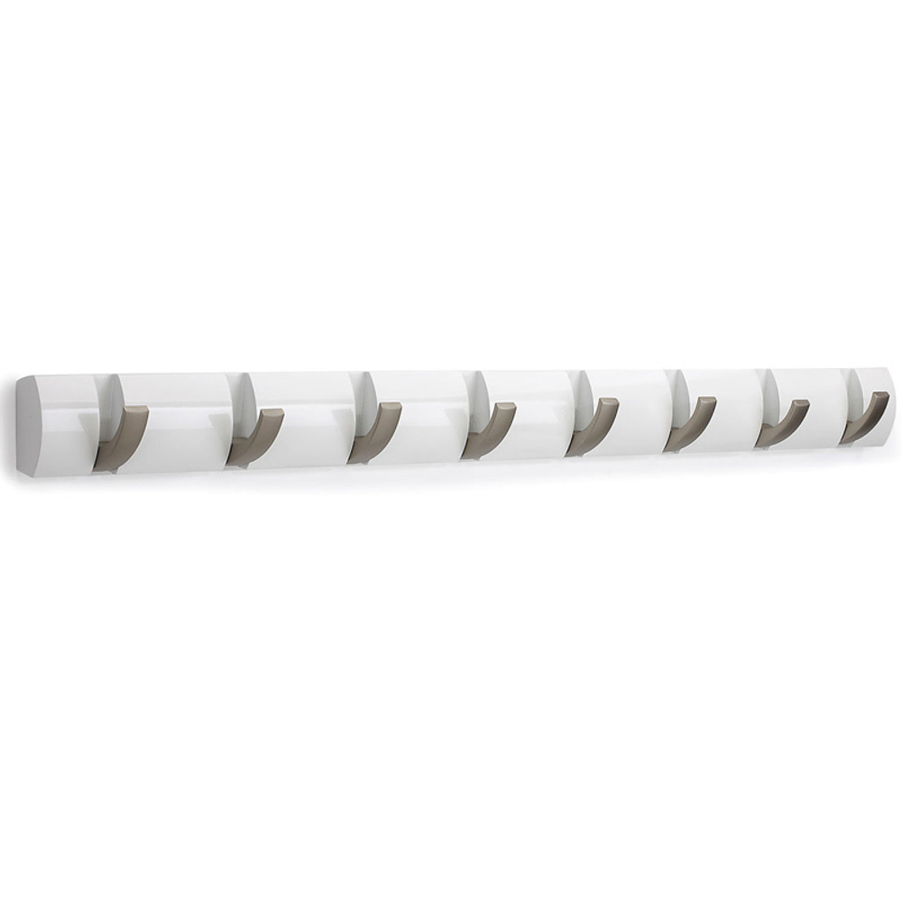 Вешалка настенная горизонтальная Flip 8 крючков белая Umbra