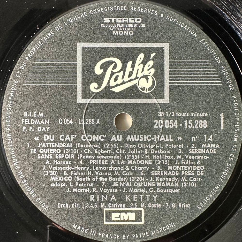 Rina Ketty ‎– Rina Ketty Chante (Франция)