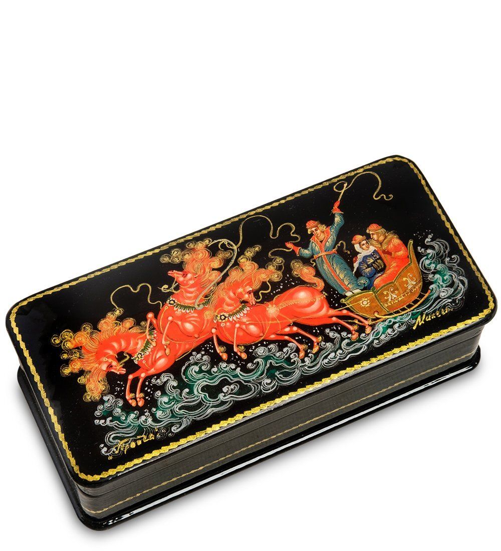 Народные промыслы ШК-19/ 2-C Шкатулка в технике декупаж «Тройка» (14х6,5х4)