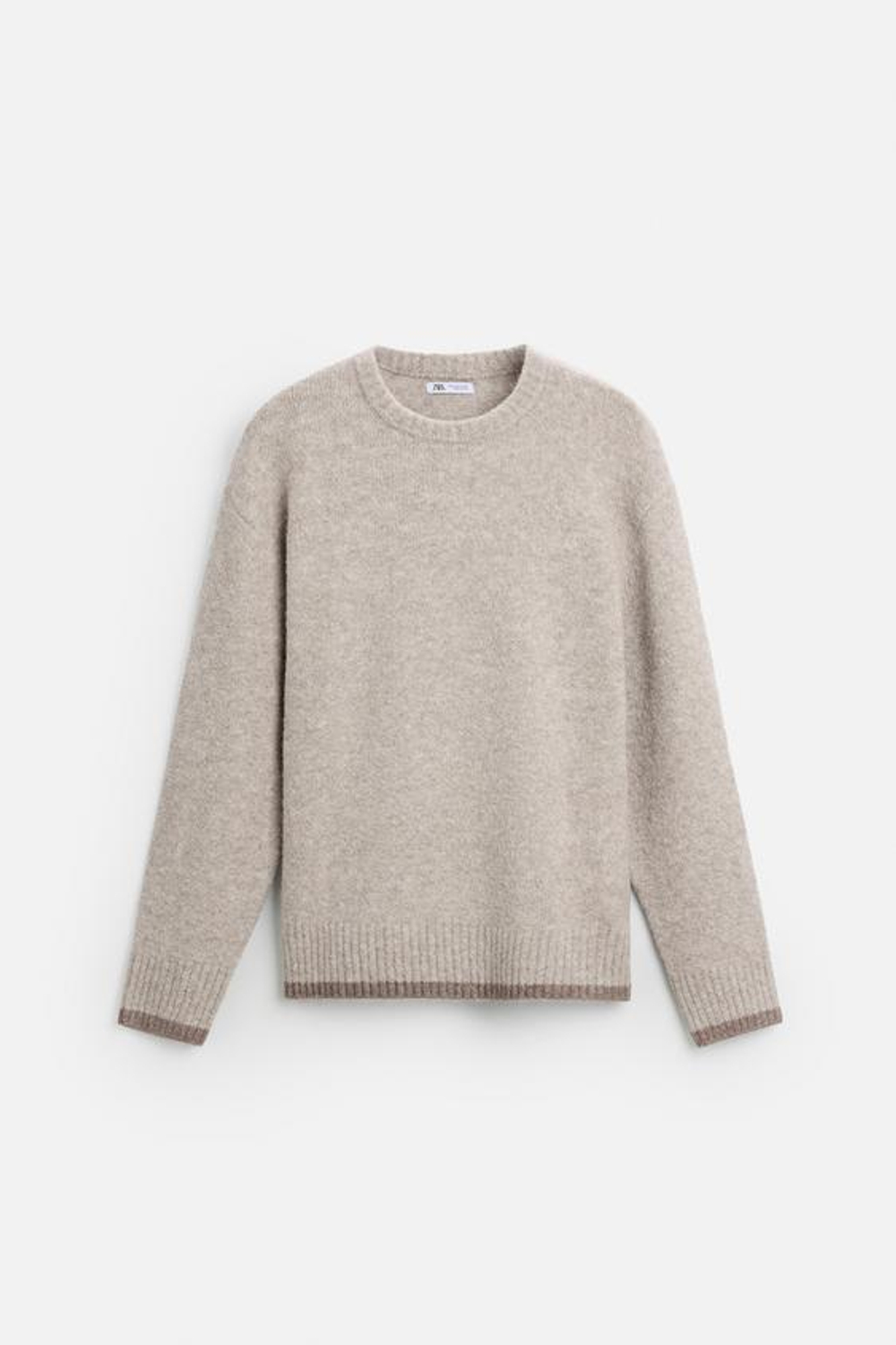 ZARA СВИТЕР С КОНТРАСТНЫМИ ДЕТАЛЯМИ, ЭКРЮ