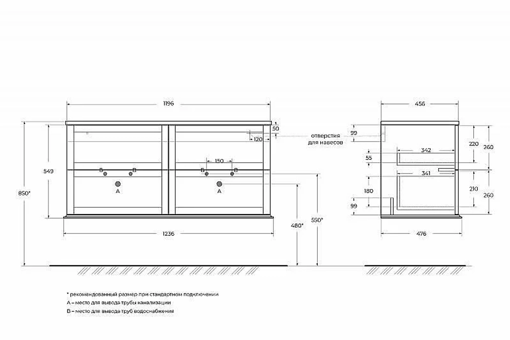 Тумба с раковиной Cezares TIFFANY 120 55332+CZR-8073-120-2 Verde opaco