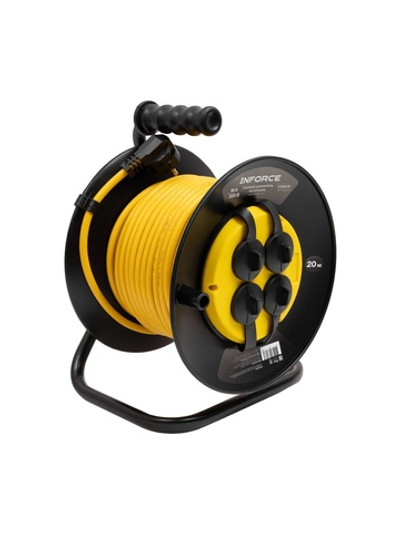 Силовой удлинитель Inforce на катушке, 4 гнезда, с/з ПВС 3х1,5 16A 20м IP44 GRANITE ZG 09-15-07
