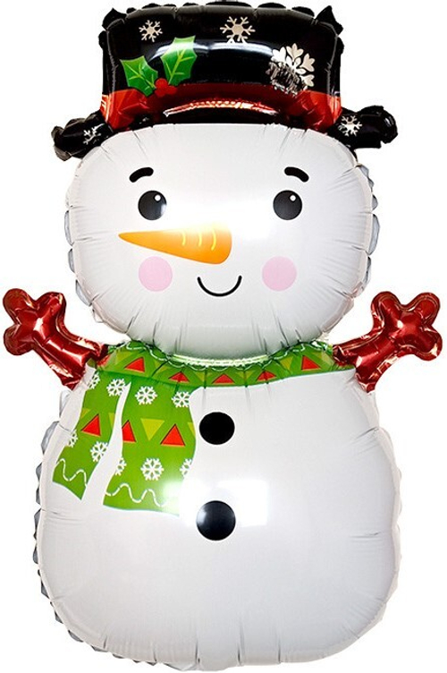 Шар с клапаном (17''/43 см) Мини-фигура, Снеговик в шляпе, 1 шт.