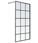 Душевая перегородка Veconi Korato KR-80, 1200x2000, черный матовый, стекло прозрачное, принт клетка