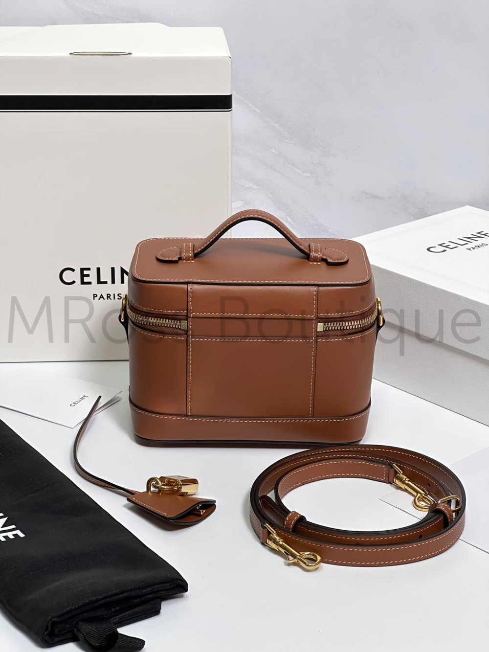 Сумка Celine Vanity из телячьей кожи коричневая