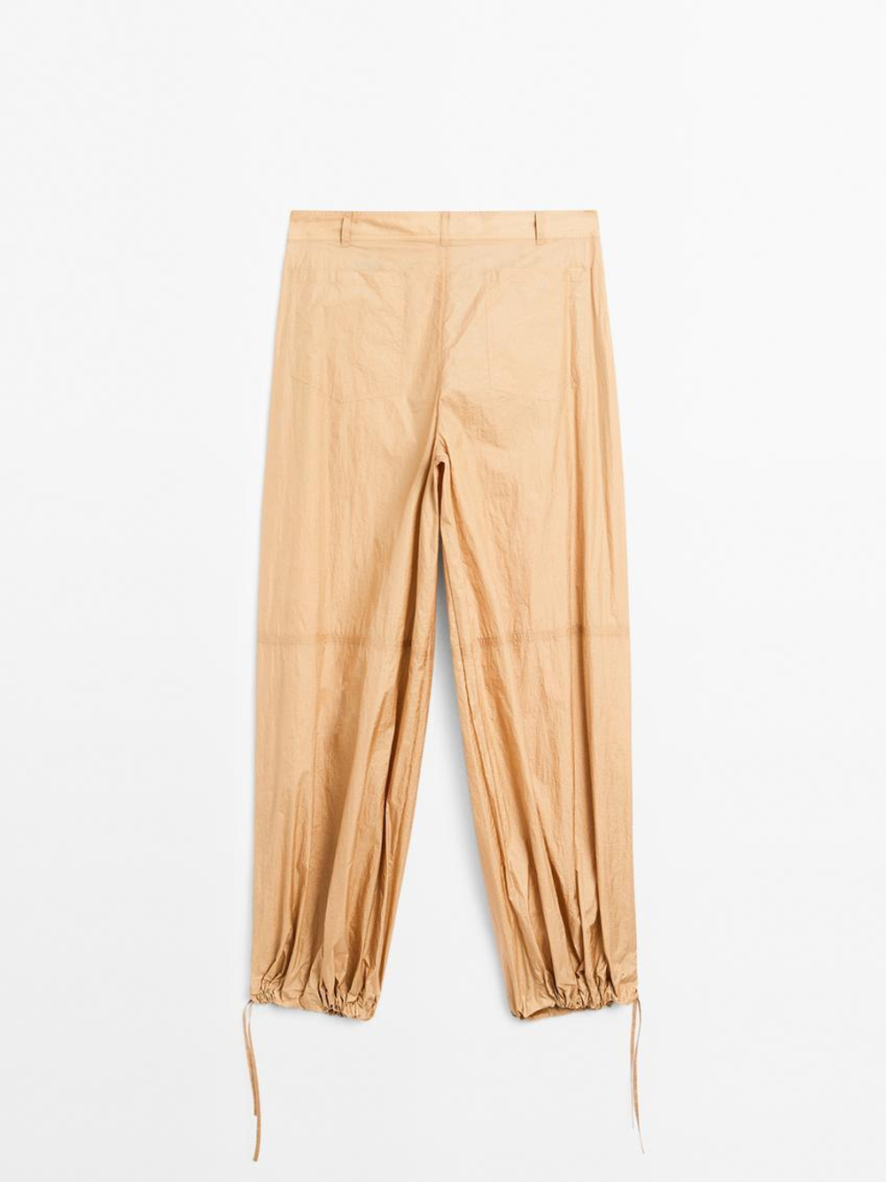 Massimo Dutti Легкие брюки с поясом, натуральный