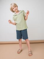 Рубашка муслиновая без рукавов с капюшоном "Шалфей" 7+