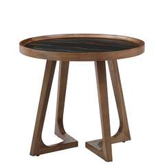 Журнальный столик Vario Ø60х52 см, черная керамика, орех
