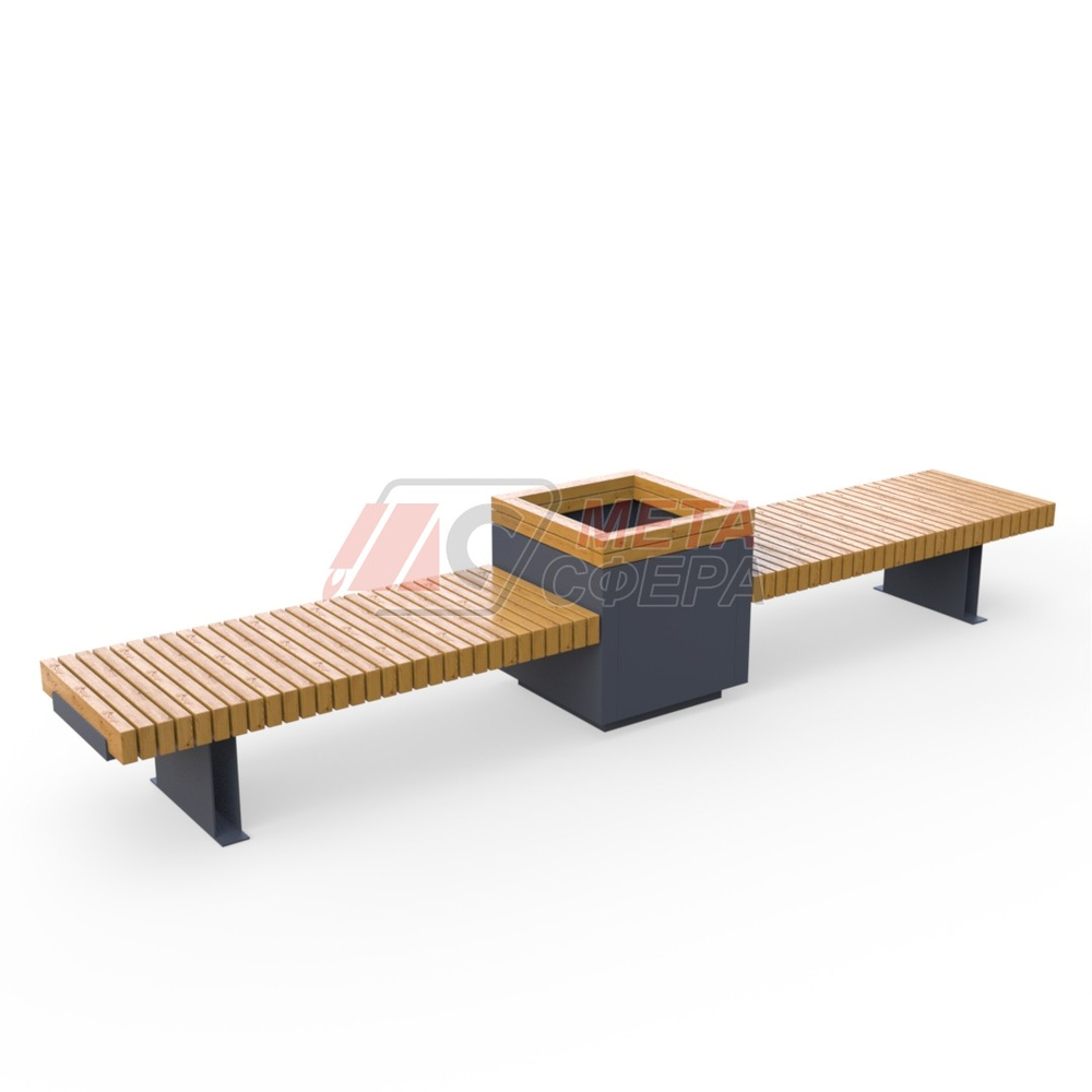 Лавка Rail Road 03 двойная с высоким вазоном