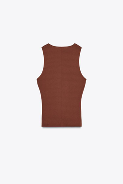 ZARA ТОП В БЕЛЬЕВОМ СТИЛЕ С ЛЕНТАМИ, ТЕРРАКОТОВЫЙ