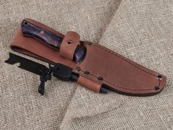 Нож для бушкрафта "Форест", сталь VG-10/Elmax, рукоять микарта (фиолетовая)