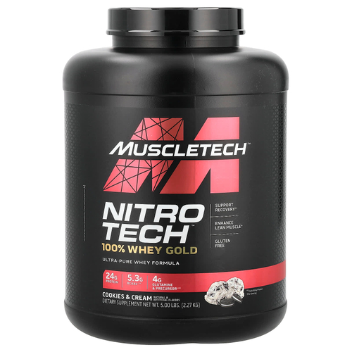MuscleTech, Nitro-Tech™ 100% Whey Gold, сывороточный протеин, печенье и сливки, 2,27 кг (5 фунтов)